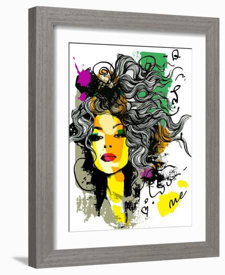 Fashion Print Sketch with a Model-A Frants-Framed Art Print