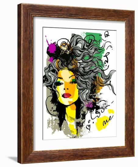 Fashion Print Sketch with a Model-A Frants-Framed Art Print