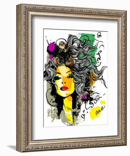 Fashion Print Sketch with a Model-A Frants-Framed Art Print