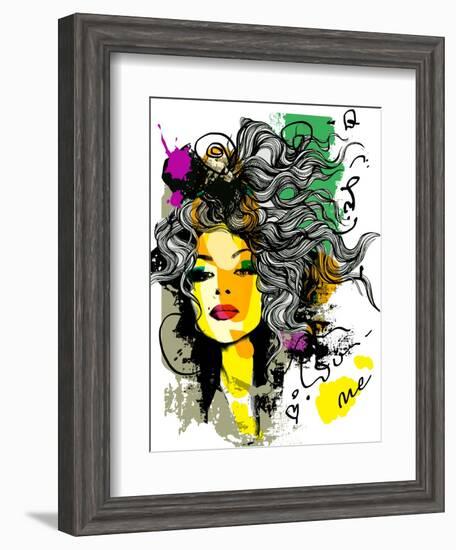 Fashion Print Sketch with a Model-A Frants-Framed Art Print