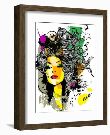 Fashion Print Sketch with a Model-A Frants-Framed Art Print