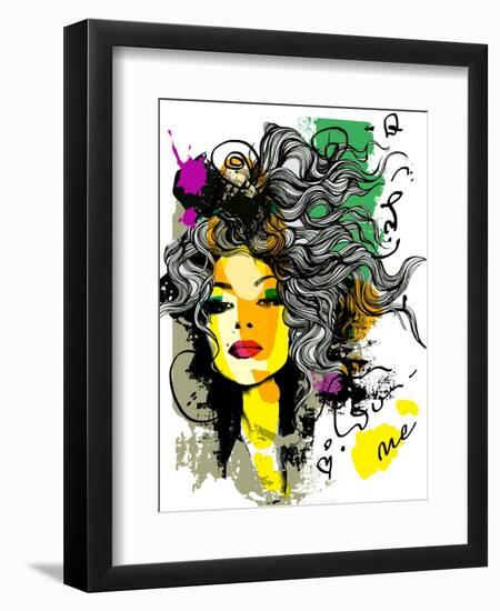 Fashion Print Sketch with a Model-A Frants-Framed Art Print