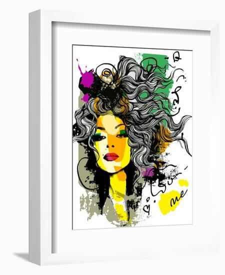 Fashion Print Sketch with a Model-A Frants-Framed Art Print