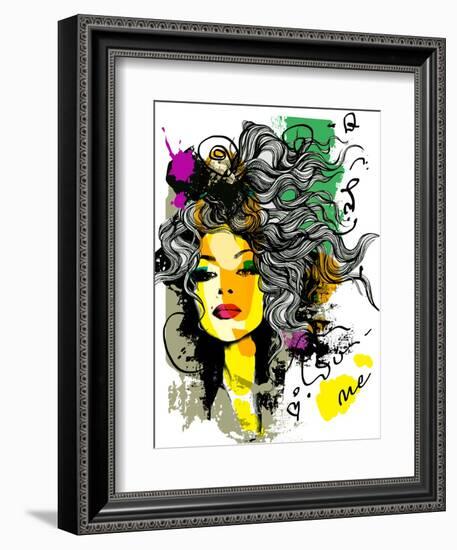 Fashion Print Sketch with a Model-A Frants-Framed Art Print