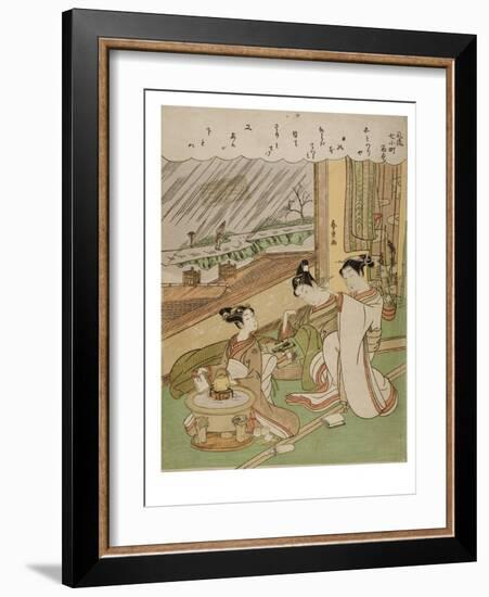 Fashionable 7 Komachis -Komachi Amagoi, C.1772-1773 (Woodblock Print on Paper)-Suzuki Harunobu-Framed Giclee Print