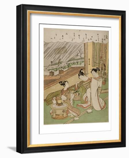 Fashionable 7 Komachis -Komachi Amagoi, C.1772-1773 (Woodblock Print on Paper)-Suzuki Harunobu-Framed Giclee Print