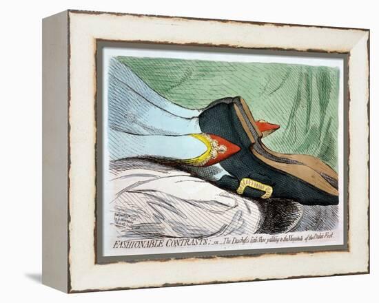 Fashionable Contrasts, or the Duchess's Little Shoe Yielding to the Magnitude of the Duke-James Gillray-Framed Premier Image Canvas