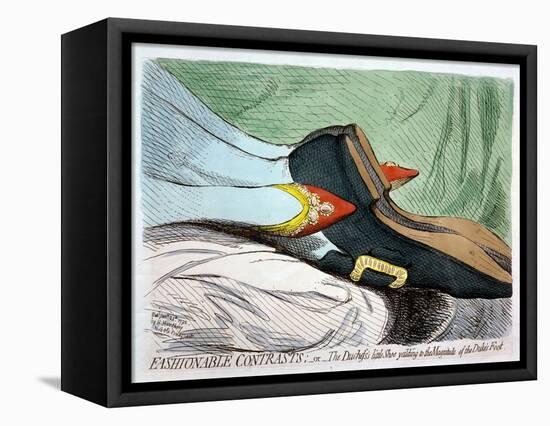 Fashionable Contrasts, or the Duchess's Little Shoe Yielding to the Magnitude of the Duke-James Gillray-Framed Premier Image Canvas
