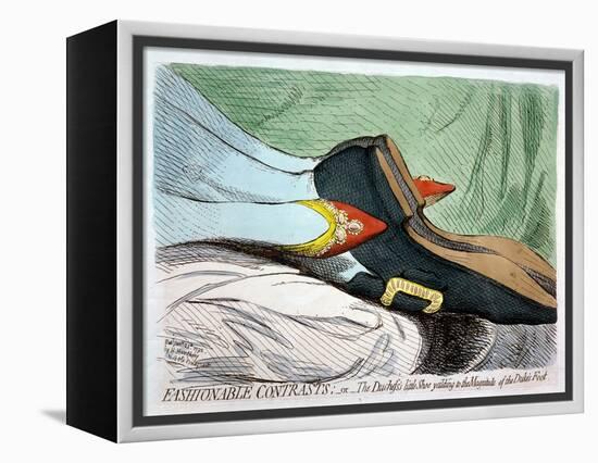 Fashionable Contrasts, or the Duchess's Little Shoe Yielding to the Magnitude of the Duke-James Gillray-Framed Premier Image Canvas