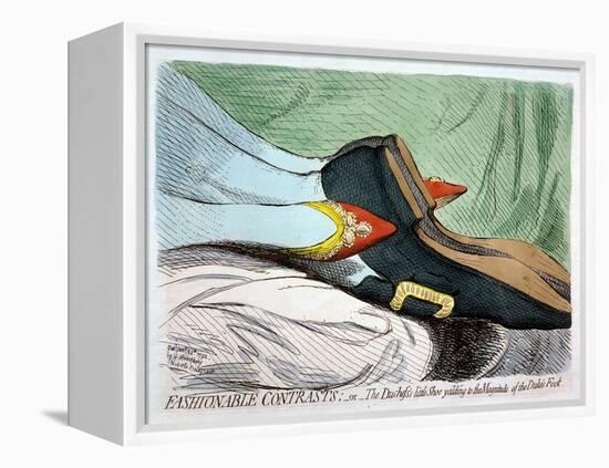 Fashionable Contrasts, or the Duchess's Little Shoe Yielding to the Magnitude of the Duke-James Gillray-Framed Premier Image Canvas