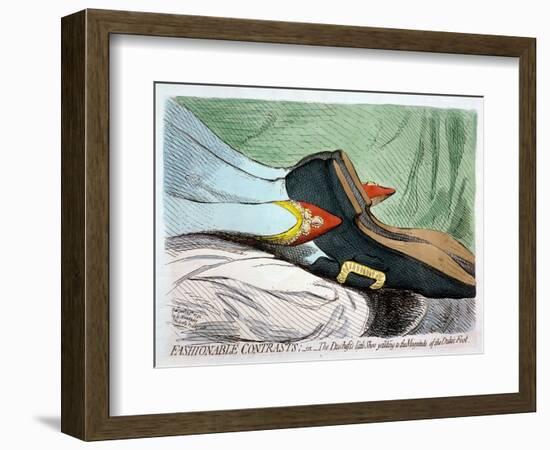 Fashionable Contrasts, or the Duchess's Little Shoe Yielding to the Magnitude of the Duke-James Gillray-Framed Giclee Print