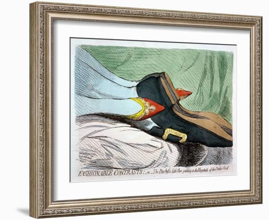 Fashionable Contrasts, or the Duchess's Little Shoe Yielding to the Magnitude of the Duke-James Gillray-Framed Giclee Print