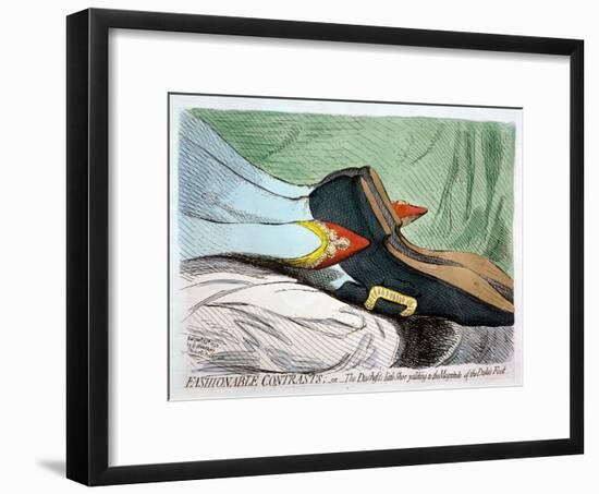 Fashionable Contrasts, or the Duchess's Little Shoe Yielding to the Magnitude of the Duke-James Gillray-Framed Giclee Print