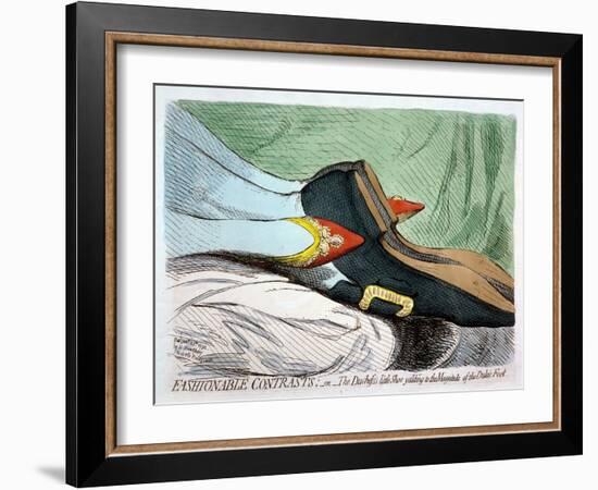 Fashionable Contrasts, or the Duchess's Little Shoe Yielding to the Magnitude of the Duke-James Gillray-Framed Giclee Print