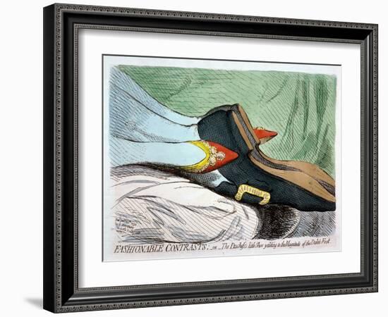 Fashionable Contrasts, or the Duchess's Little Shoe Yielding to the Magnitude of the Duke-James Gillray-Framed Giclee Print