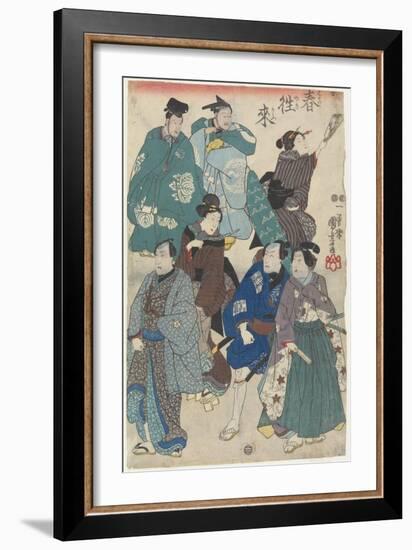 Fashionable Crowd of the New Year's Day, 1847-1852-Utagawa Kuniyoshi-Framed Giclee Print