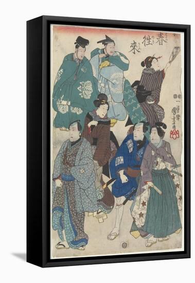 Fashionable Crowd of the New Year's Day, 1847-1852-Utagawa Kuniyoshi-Framed Premier Image Canvas