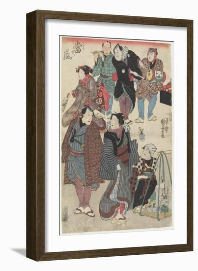 Fashionable Crowd of the New Year's Day, 1847-1852-Utagawa Kuniyoshi-Framed Giclee Print