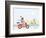 Fashionable Hipster Cat On A Vintage Scooter In A City- Illustration-run4it-Framed Art Print