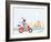 Fashionable Hipster Cat On A Vintage Scooter In A City- Illustration-run4it-Framed Art Print