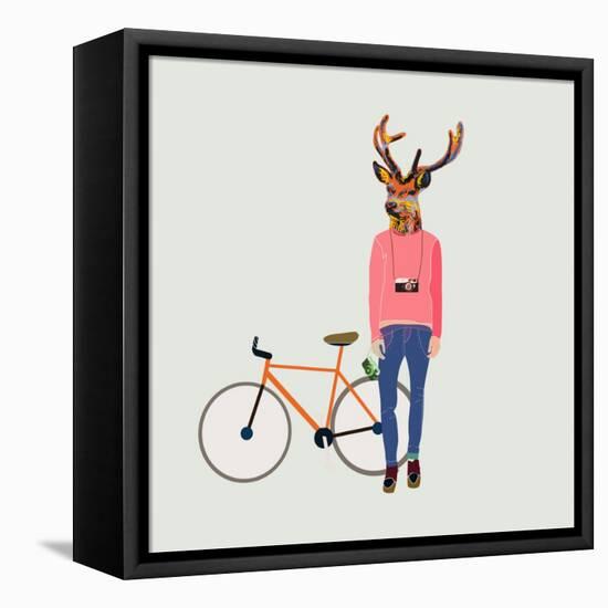 Fashionable Hipster Deer-run4it-Framed Stretched Canvas