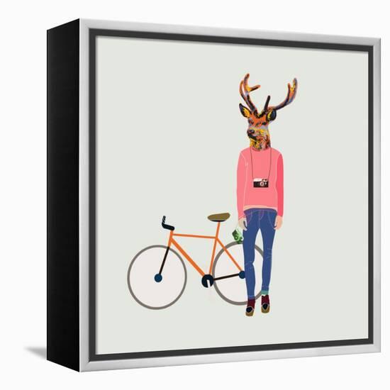 Fashionable Hipster Deer-run4it-Framed Stretched Canvas