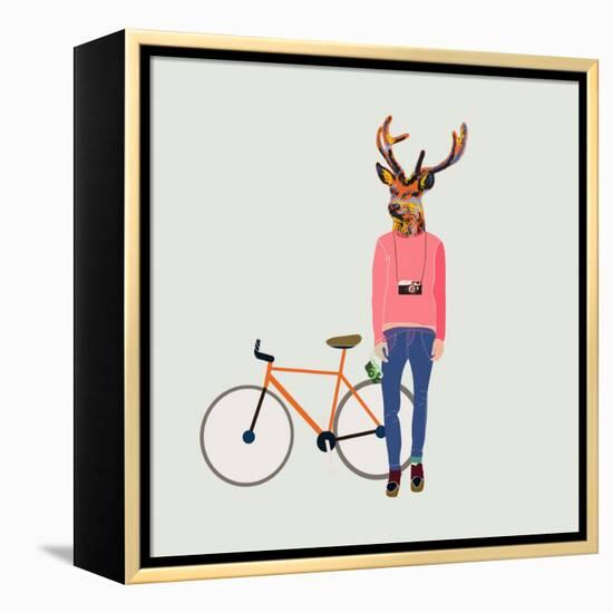 Fashionable Hipster Deer-run4it-Framed Stretched Canvas
