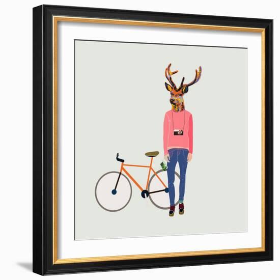 Fashionable Hipster Deer-run4it-Framed Premium Giclee Print