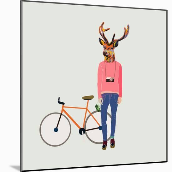 Fashionable Hipster Deer-run4it-Mounted Art Print