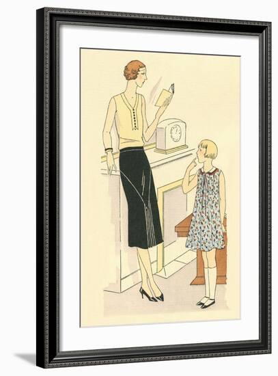 Fashionable Mother and Daughter-null-Framed Art Print