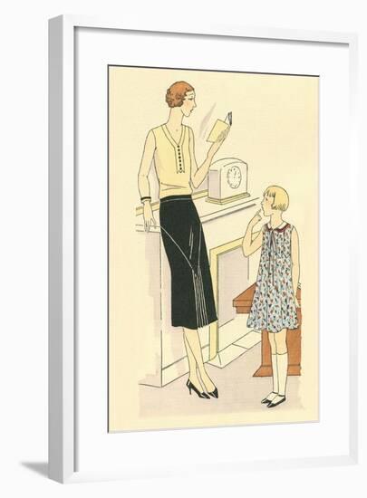 Fashionable Mother and Daughter-null-Framed Art Print