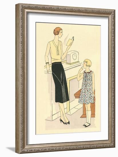 Fashionable Mother and Daughter-null-Framed Art Print