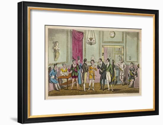 Fashionable Visitors to the Green Room at Drury Lane Theatre, London-null-Framed Art Print