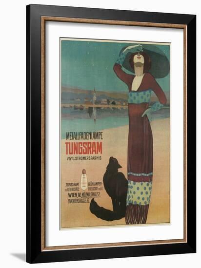 Fashionable Woman with Cat on Beach-null-Framed Art Print