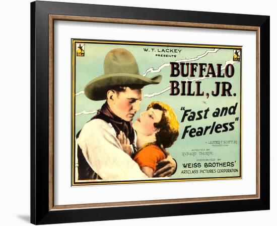 FAST AND FEARLESS, from left: Jay Wilsey (aka Buffalo Bill Jr.), Jean Arthur, 1924-null-Framed Art Print