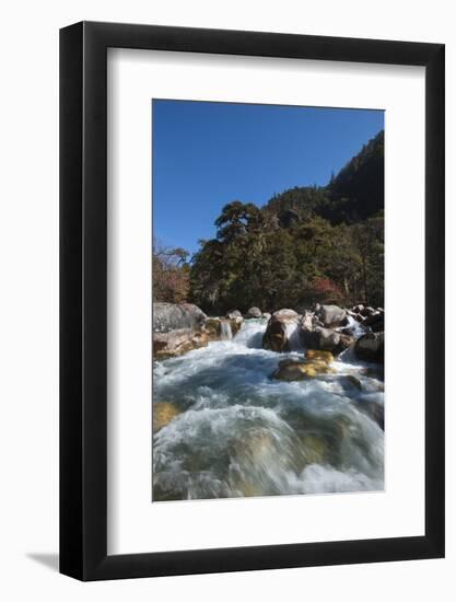 Fast flowing melt water near Thangthanka in Bhutan, Asia-Alex Treadway-Framed Photographic Print