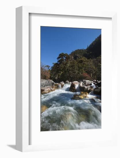 Fast flowing melt water near Thangthanka in Bhutan, Asia-Alex Treadway-Framed Photographic Print