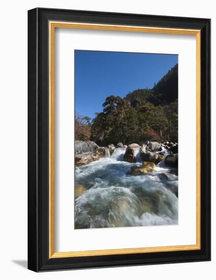 Fast flowing melt water near Thangthanka in Bhutan, Asia-Alex Treadway-Framed Photographic Print