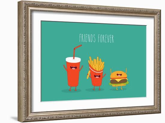 Fast Food Menu. Cola, Hamburger and French Fries. Vector Illustration-Serbinka-Framed Art Print