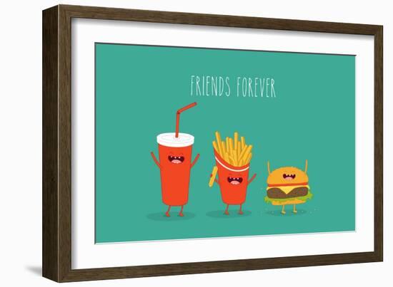 Fast Food Menu. Cola, Hamburger and French Fries. Vector Illustration-Serbinka-Framed Art Print