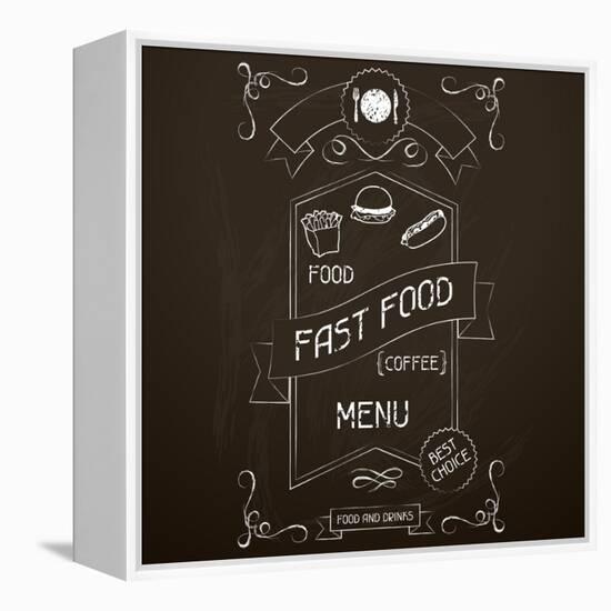 Fast Food on the Restaurant Menu Chalkboard-incomible-Framed Stretched Canvas