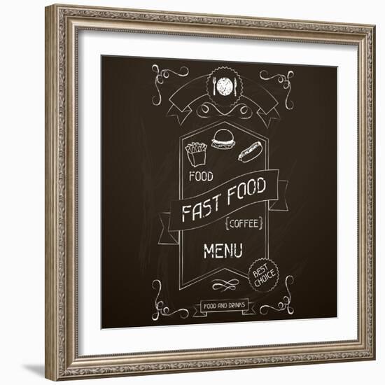 Fast Food on the Restaurant Menu Chalkboard-incomible-Framed Art Print