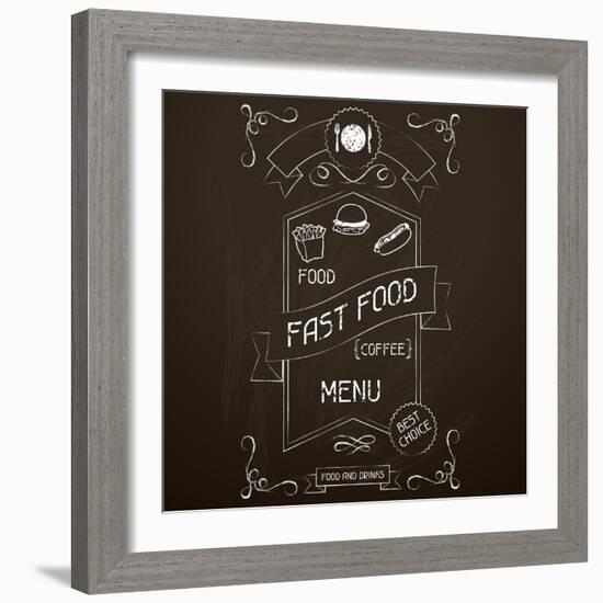 Fast Food on the Restaurant Menu Chalkboard-incomible-Framed Art Print