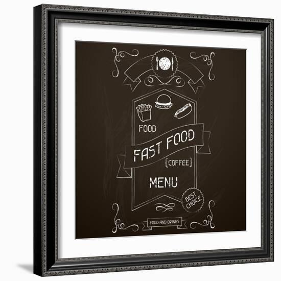 Fast Food on the Restaurant Menu Chalkboard-incomible-Framed Art Print