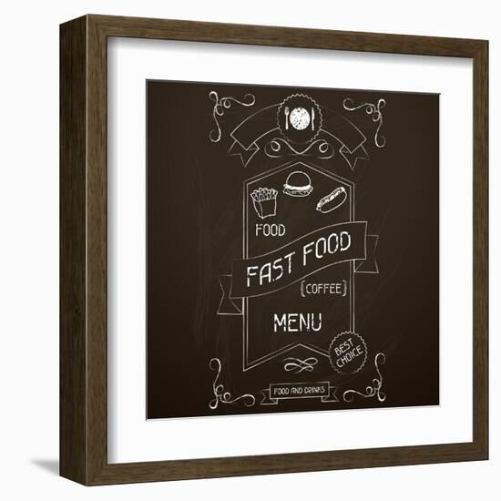 Fast Food on the Restaurant Menu Chalkboard-incomible-Framed Art Print