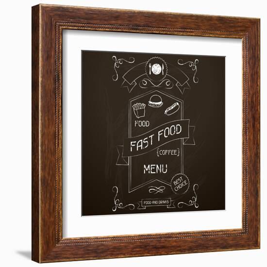 Fast Food on the Restaurant Menu Chalkboard-incomible-Framed Art Print