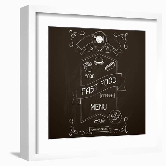 Fast Food on the Restaurant Menu Chalkboard-incomible-Framed Art Print