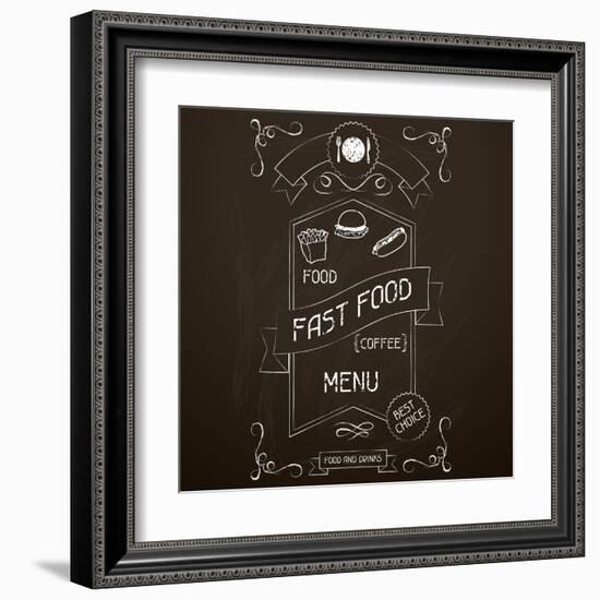 Fast Food on the Restaurant Menu Chalkboard-incomible-Framed Art Print