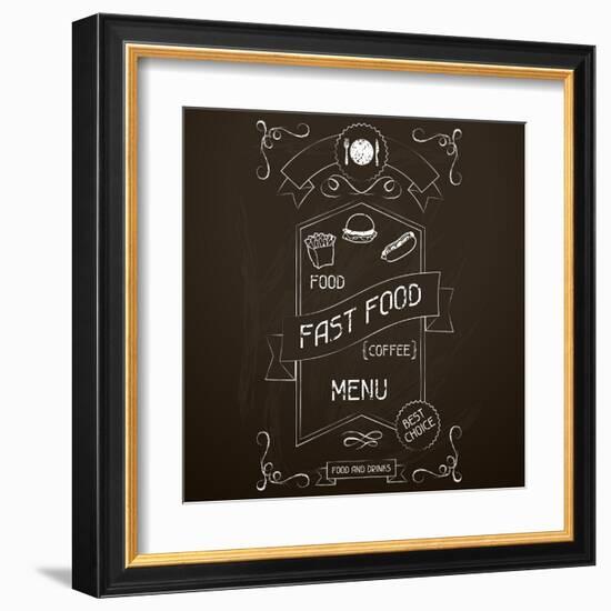 Fast Food on the Restaurant Menu Chalkboard-incomible-Framed Art Print