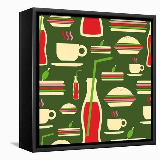 Fast Food Pattern-cienpies-Framed Stretched Canvas